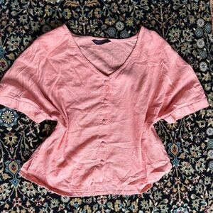 Marks & Spencer’s Coral Button-Front V-Neck Women's Top